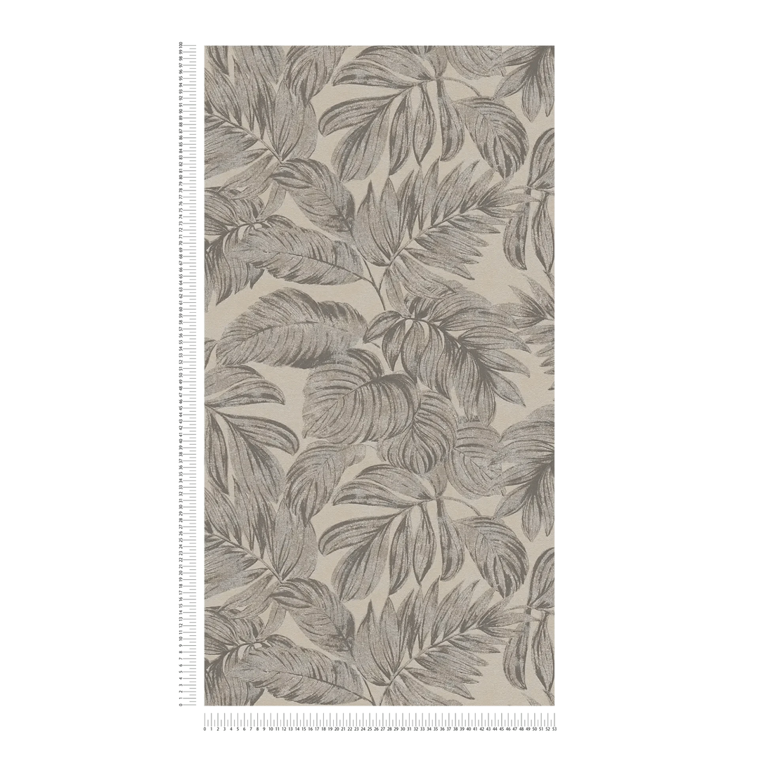 Flizelīna tapetes - ziedu raksts ar lapu motīvu taupe krāsā - 393402 AS Creation