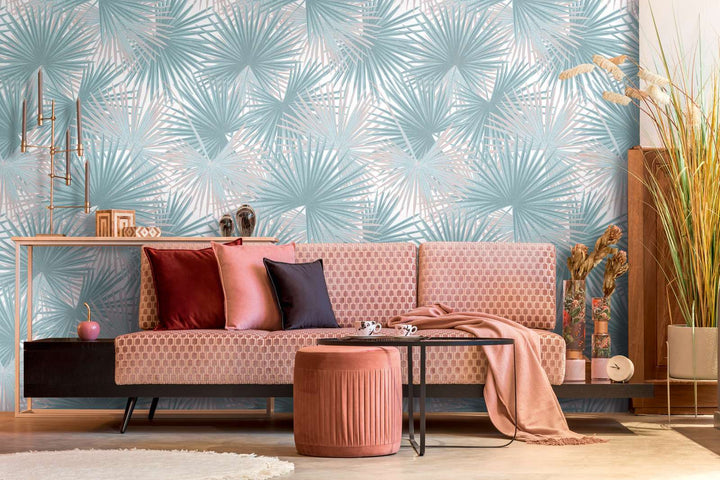 Flizelīna tapetes ar lielām lapām zilos toņos - 1375243 AS Creation