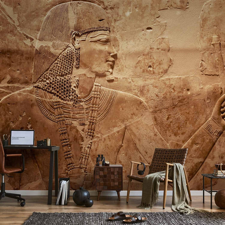 Fototapetes - Faraona figūra, Senās Ēģiptes motīvs ar akmens bareljefu G-ART
