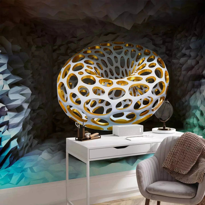 Fototapetes - Abstrakcija ar 3D efektu un ģeometrisko figūru, 135810 Tapetenshop.lv