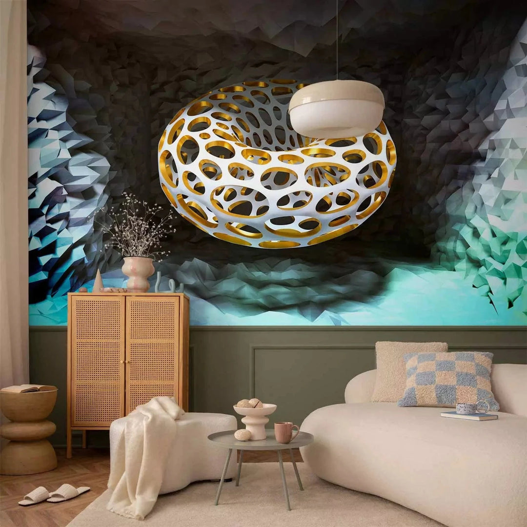 Fototapetes - Abstrakcija ar 3D efektu un ģeometrisko figūru, 135810 Tapetenshop.lv