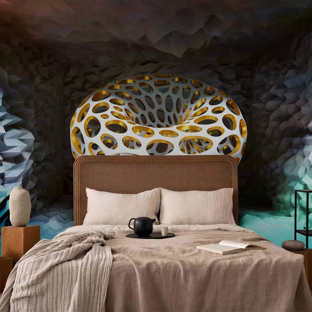 Fototapetes - Abstrakcija ar 3D efektu un ģeometrisko figūru, 135810 Tapetenshop.lv