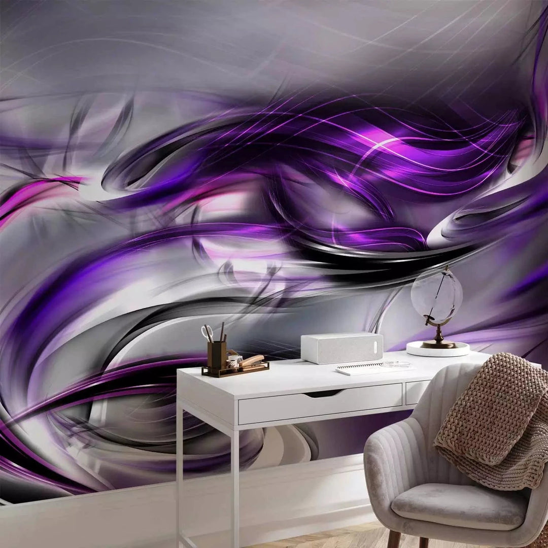 Fototapetes - Abstrakcija ar violetiem viļņiem - moderns dizains G-ART