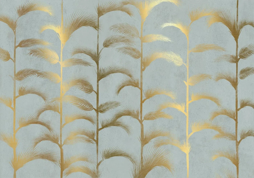 Fototapetes - Abstrakcija ar zelta palmu lapām Art deco stilā G-ART