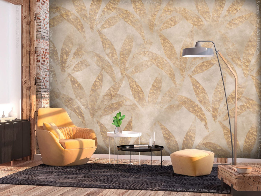 Fototapetes - Abstrakcija ar ziedu motīvu uz bēša fona - 138164 G-ART