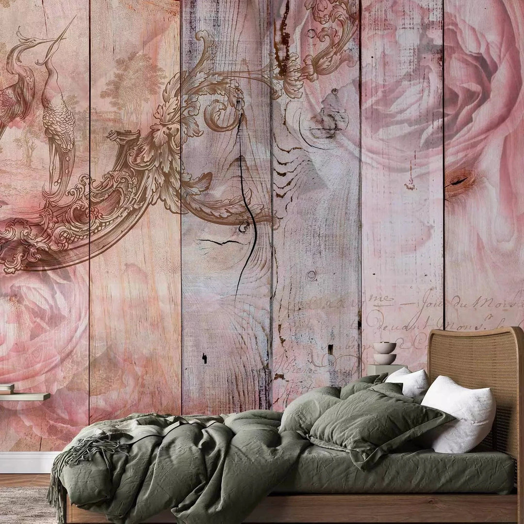 Fototapetes - Abstrakta kompozīcija uz koka dēļiem  G-ART