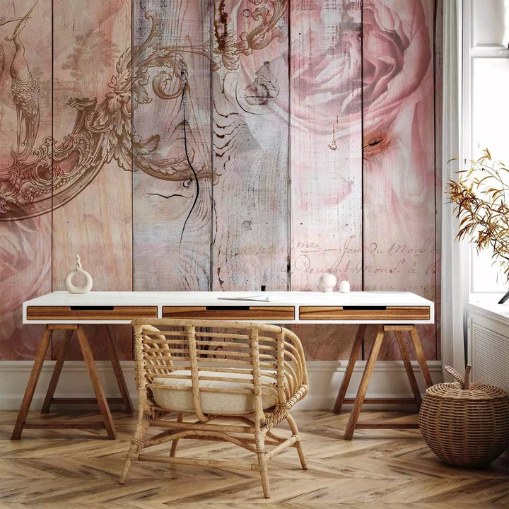 Fototapetes - Abstrakta kompozīcija uz koka dēļiem  G-ART