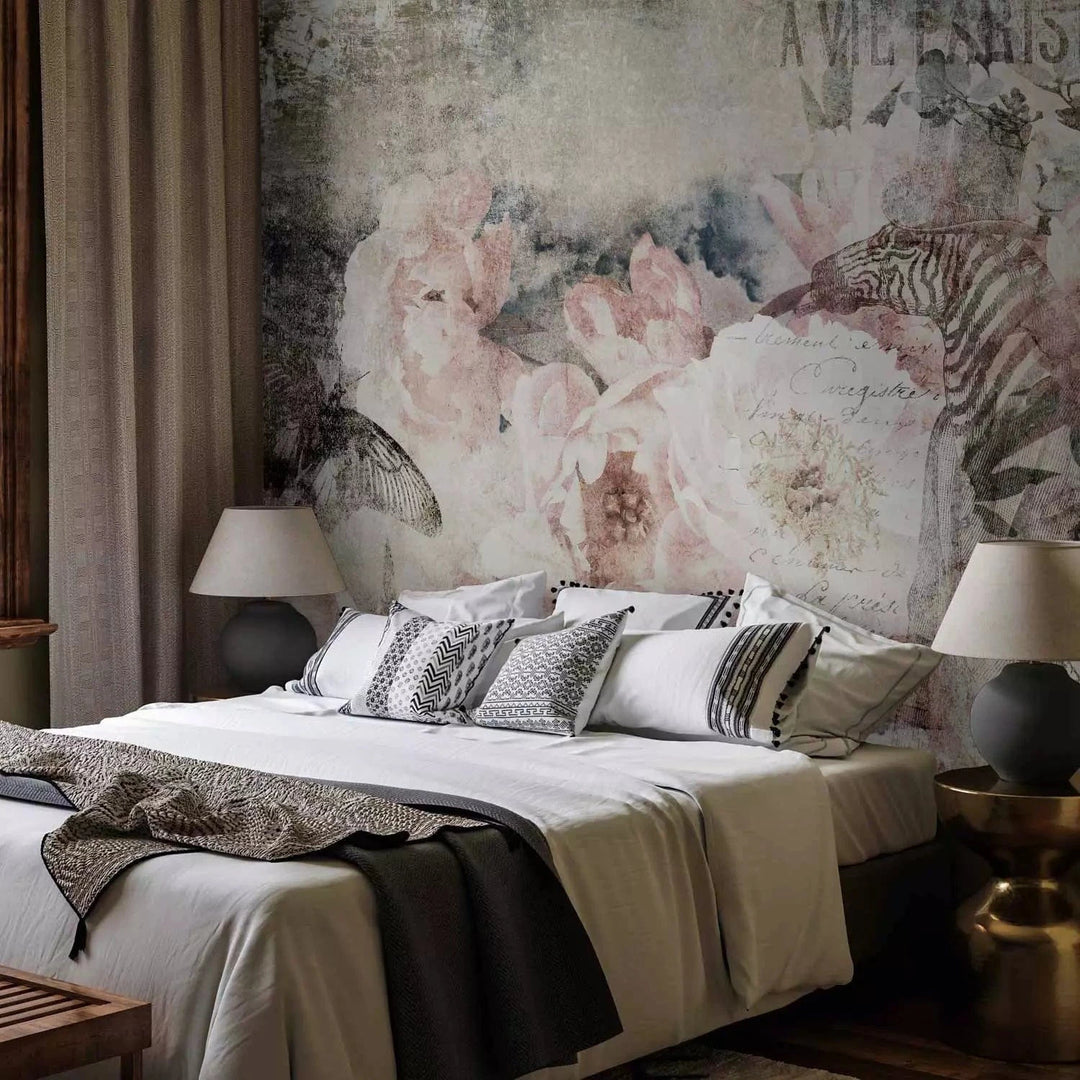 Fototapetes - Abstrakts motīvs ar ziediem vintāžas stilā - pasūtīt G-ART