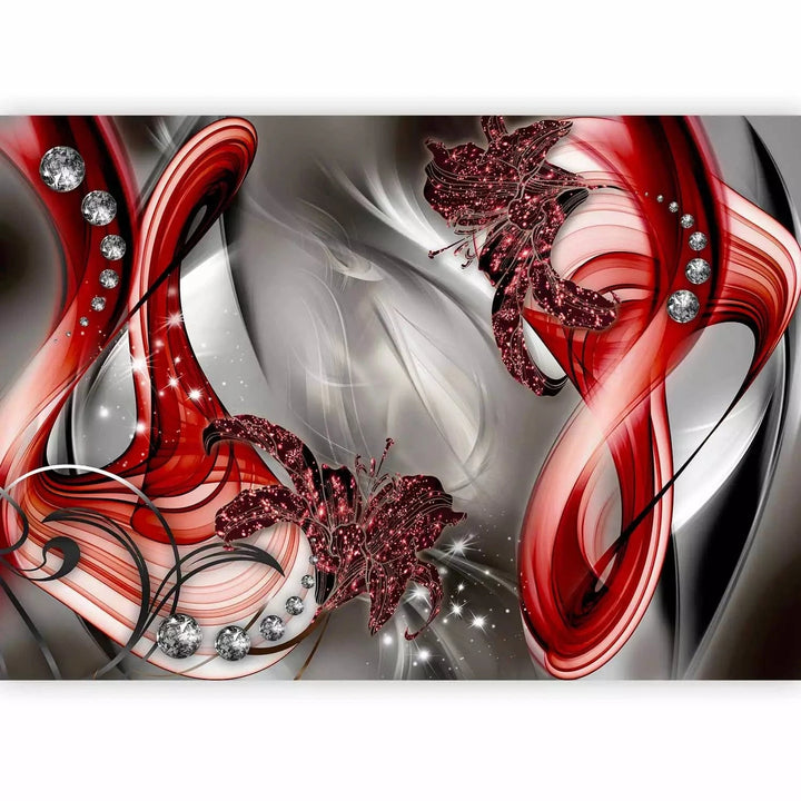 Fototapetes, abstrakcija pelēkā un sarkanā - Mīlestības mūzika G-ART