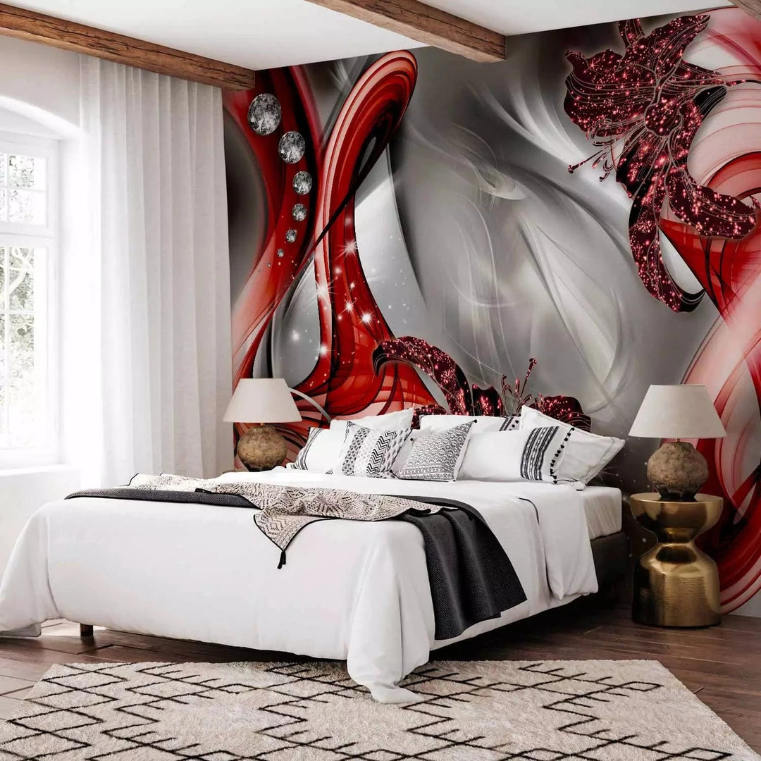 Fototapetes, abstrakcija pelēkā un sarkanā - Mīlestības mūzika G-ART