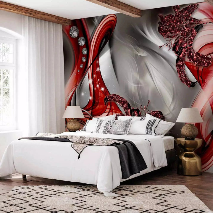 Fototapetes, abstrakcija pelēkā un sarkanā - Mīlestības mūzika G-ART