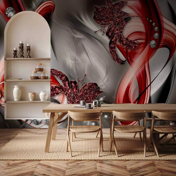 Fototapetes, abstrakcija pelēkā un sarkanā - Mīlestības mūzika G-ART