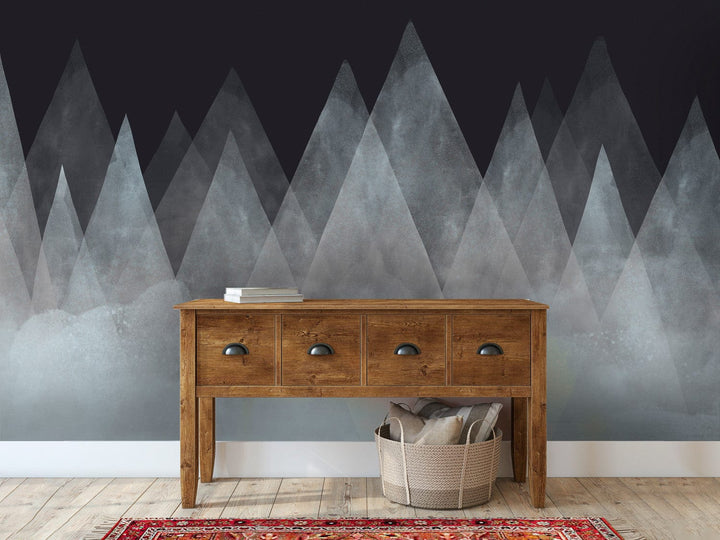 Fototapetes - Ainava ar kalniem uz melna fona - 138828 G-ART