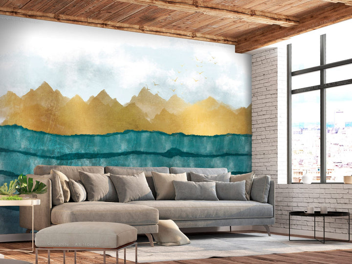 Fototapetes - Ainava ar kalnu virsotnēm un mākoņiem - 138526 G-ART