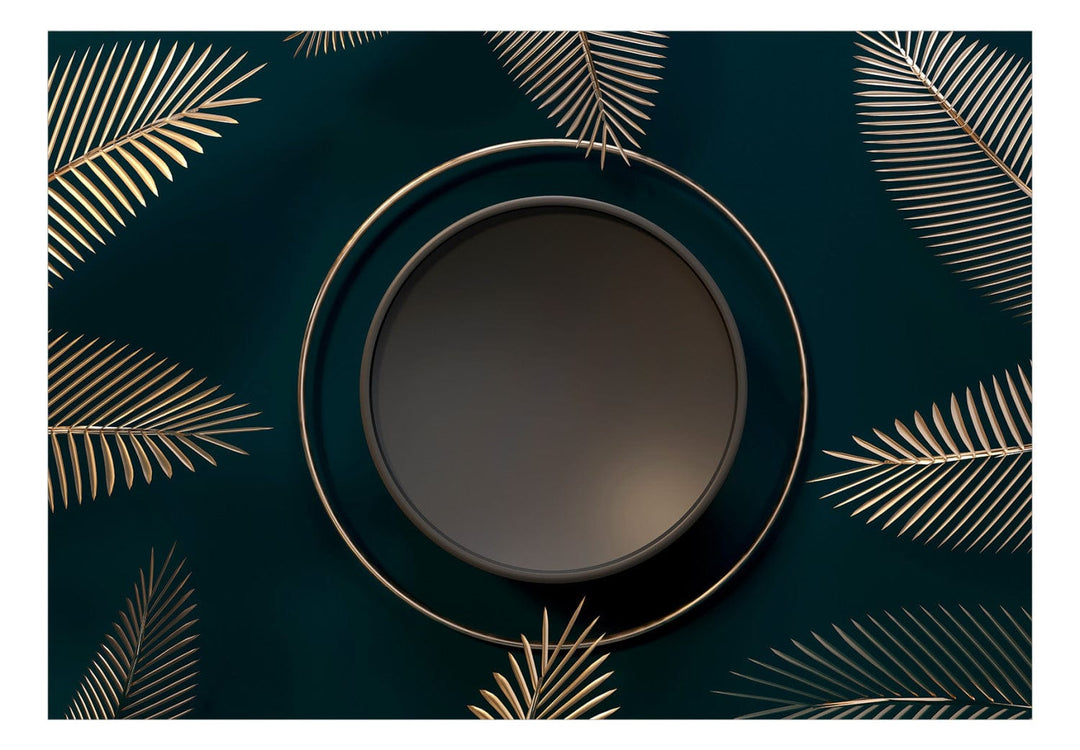 Fototapetes - Apļi un palmu lapas uz tirkīza fona - 150889 G-ART