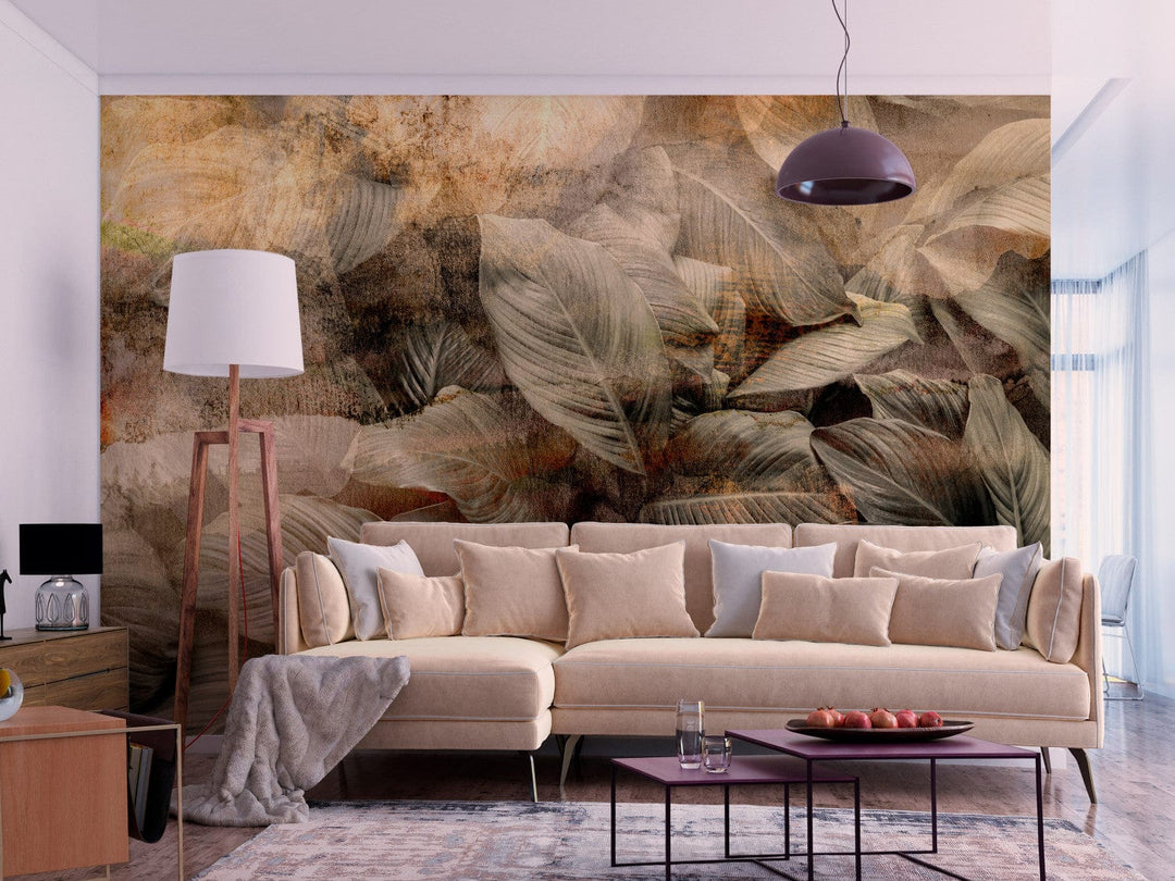 Tropiskas fototapetes - Apzeltītas lapas - 137924 G-ART