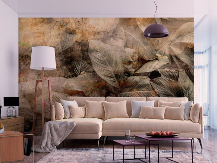 Tropiskas fototapetes - Apzeltītas lapas - 137924 G-ART