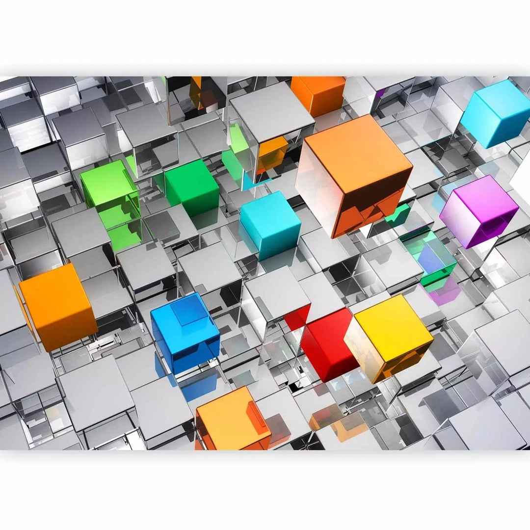 Fototapetes ar 3D optisku ilūziju - Metāla kubi, 92115 Tapetenshop.lv