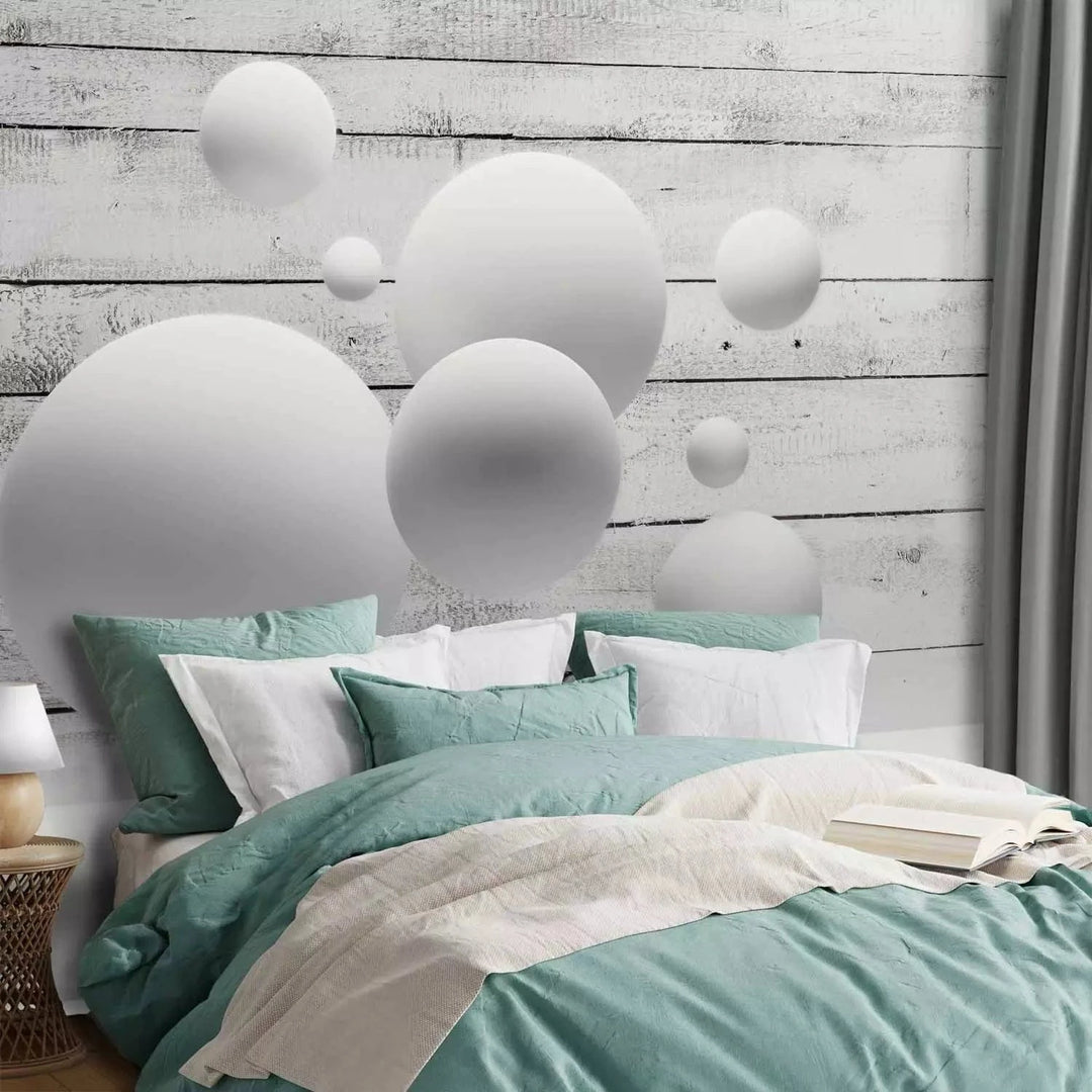 Fototapetes ar 3D optisku ilūziju pelēkos toņos - Bumbiņas, 94219 Tapetenshop.lv