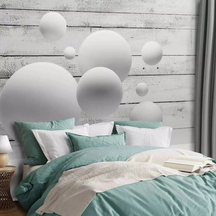 Fototapetes ar 3D optisku ilūziju pelēkos toņos - Bumbiņas, 94219 Tapetenshop.lv