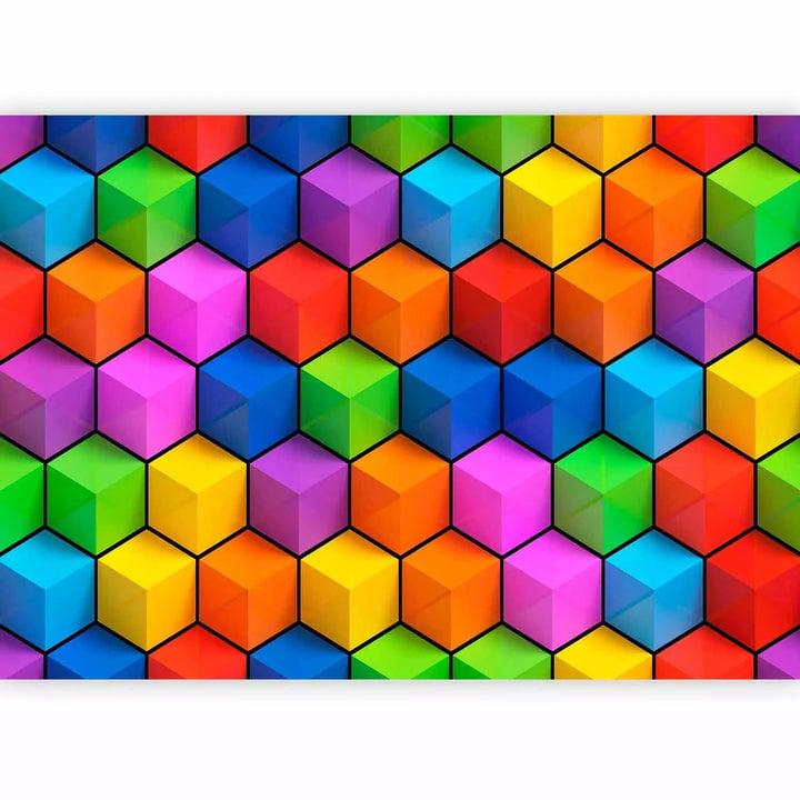 Fototapetes ar 3D optisku ilūziju - Varavīksnes ģeometrija, 91986 Tapetenshop.lv