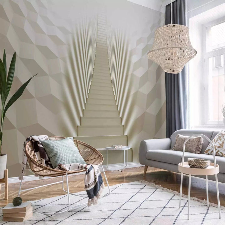 Fototapetes ar 3D rakstu - Krēmkrāsas kāpnes, 62112 Tapetenshop.lv