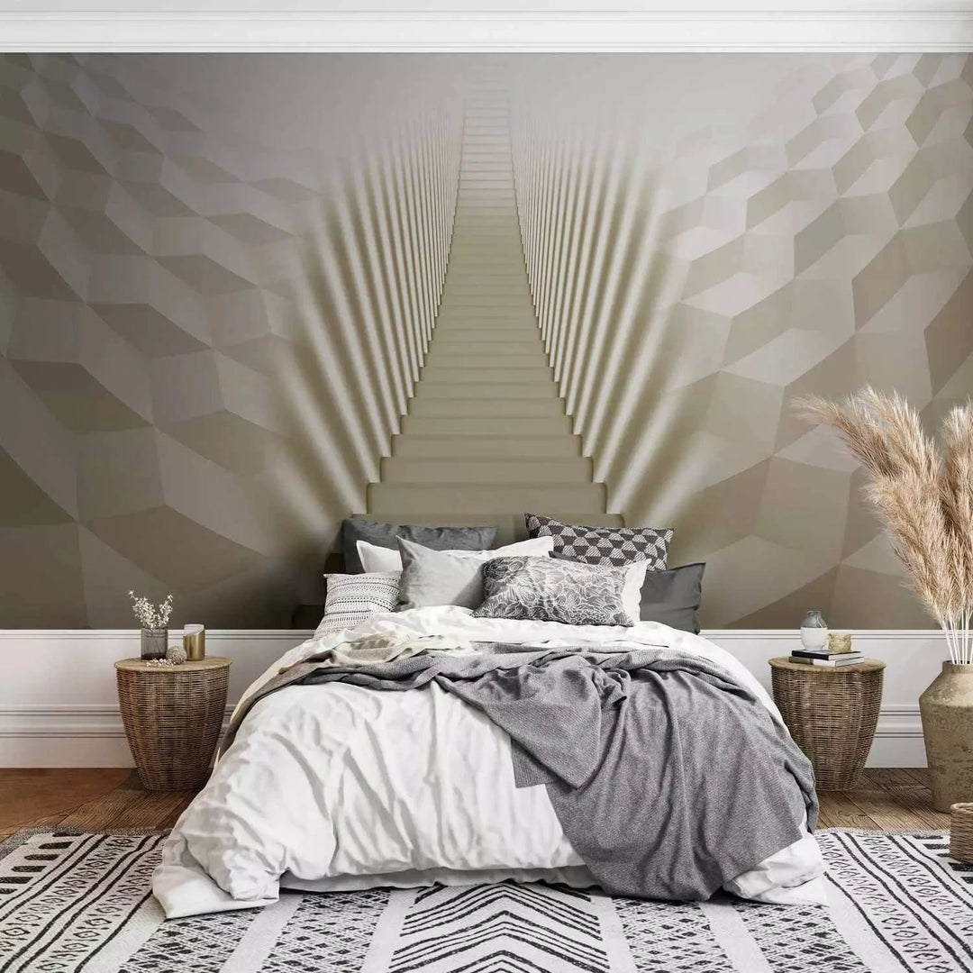Fototapetes ar 3D rakstu - Krēmkrāsas kāpnes, 62112 Tapetenshop.lv
