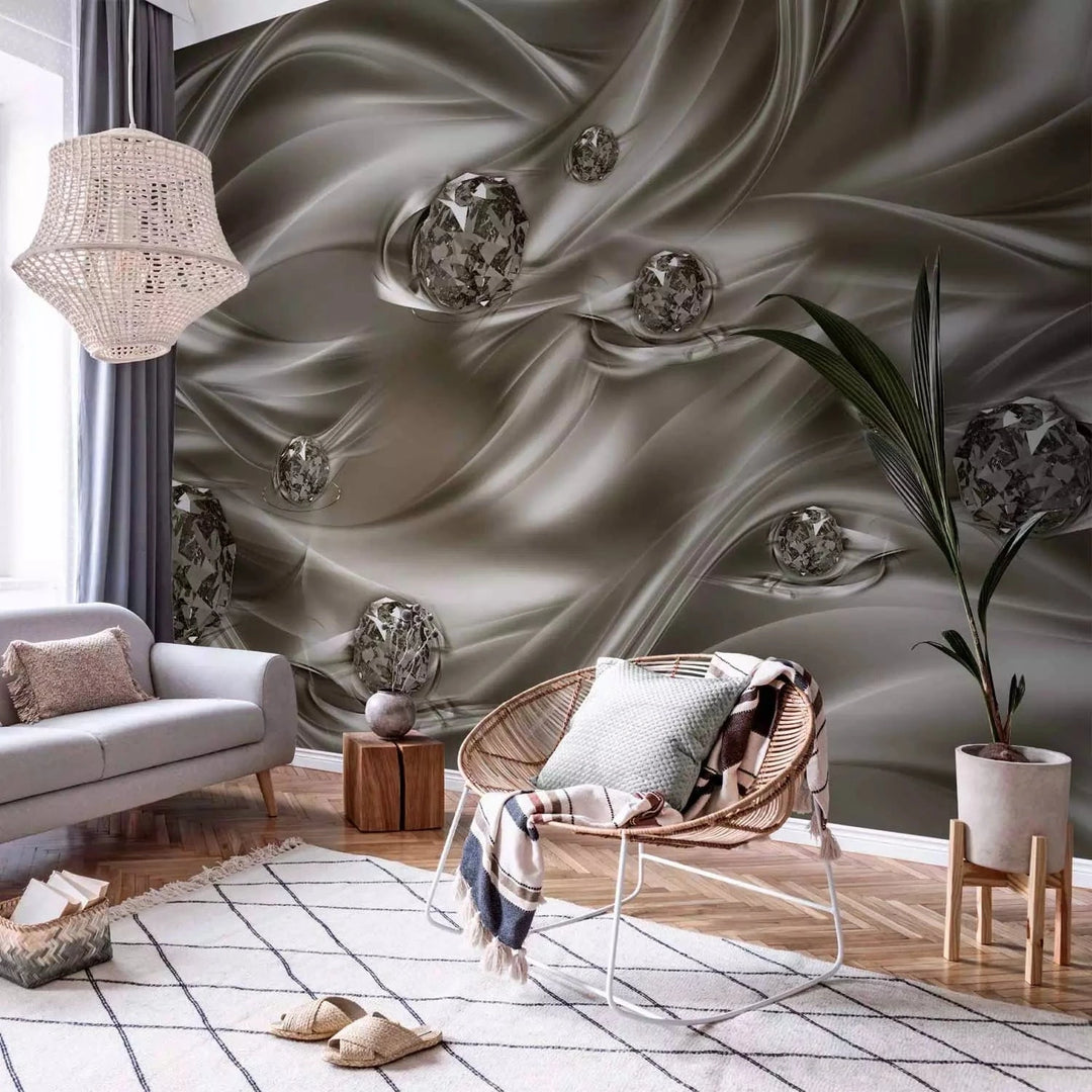 Fototapetes ar abstrakciju - Zīda pieskāriens - ideja viesistabai G-ART