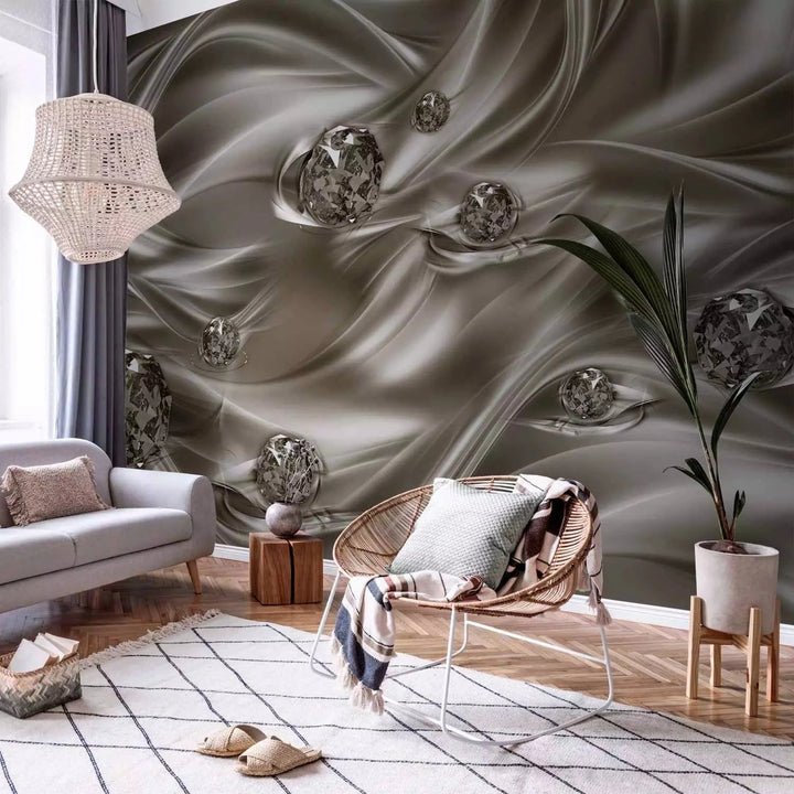 Fototapetes ar abstrakciju - Zīda pieskāriens - ideja viesistabai G-ART
