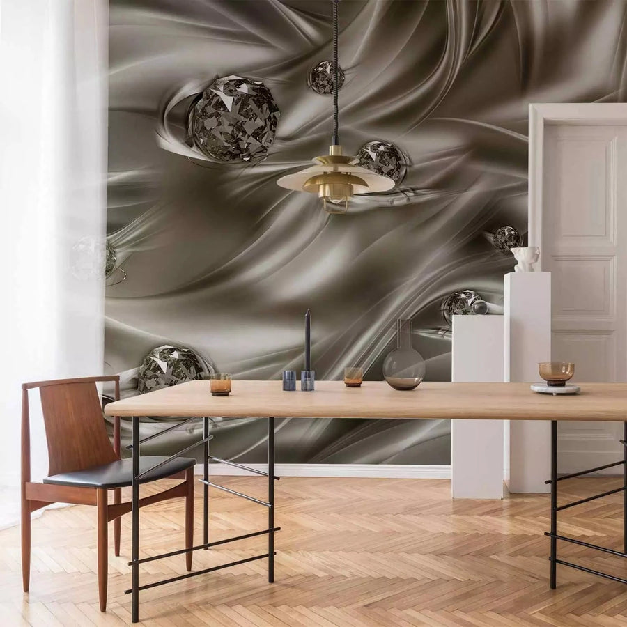 Fototapetes ar abstrakciju - Zīda pieskāriens - ideja viesistabai G-ART