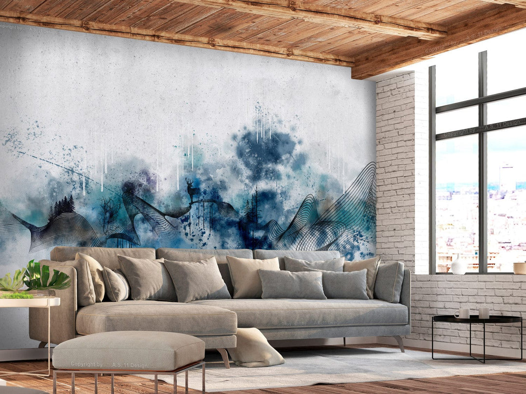 Fototapetes ar abstrakciju zilā krāsā - Meža ēna - 138138 G-ART