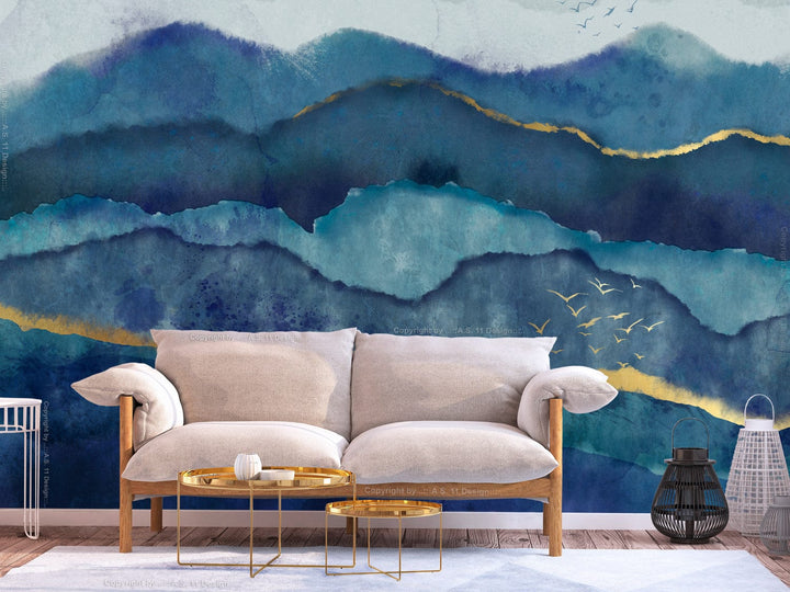 Fototapetes ar abstrakciju zilā krāsā - Zilā ainava - 137304 G-ART