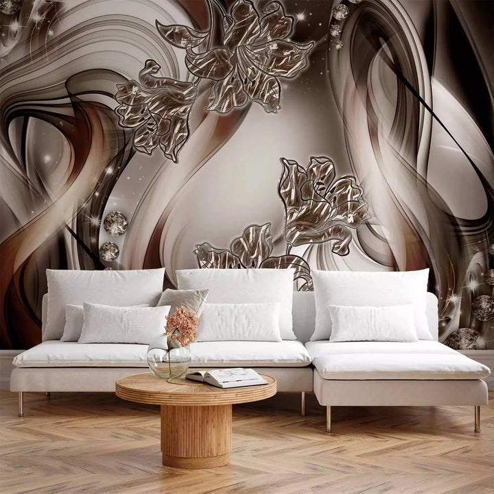 Fototapetes ar abstrakta dizainu - Brūna simfonija - modernā interjerā G-ART