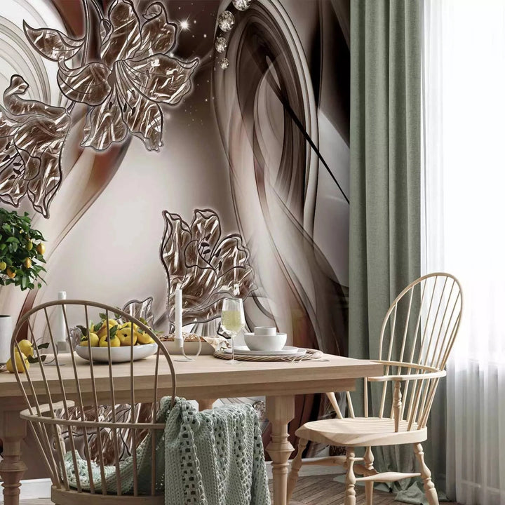 Fototapetes ar abstrakta dizainu - Brūna simfonija - modernā interjerā G-ART