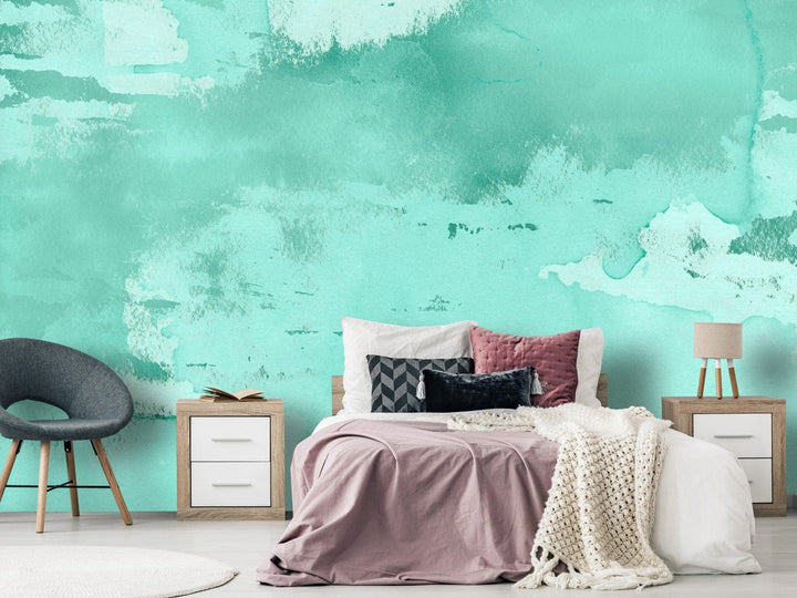 Fototapetes ar abstrakta fonu - Abstraktā migla tirkīzā krāsā - 143185 G-ART