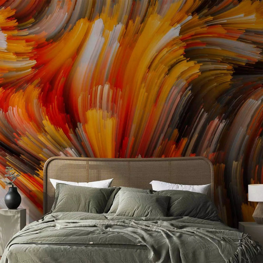 Fototapetes ar abstrakta rakstu - Uguns okeāns - oranžā krāsā G-ART