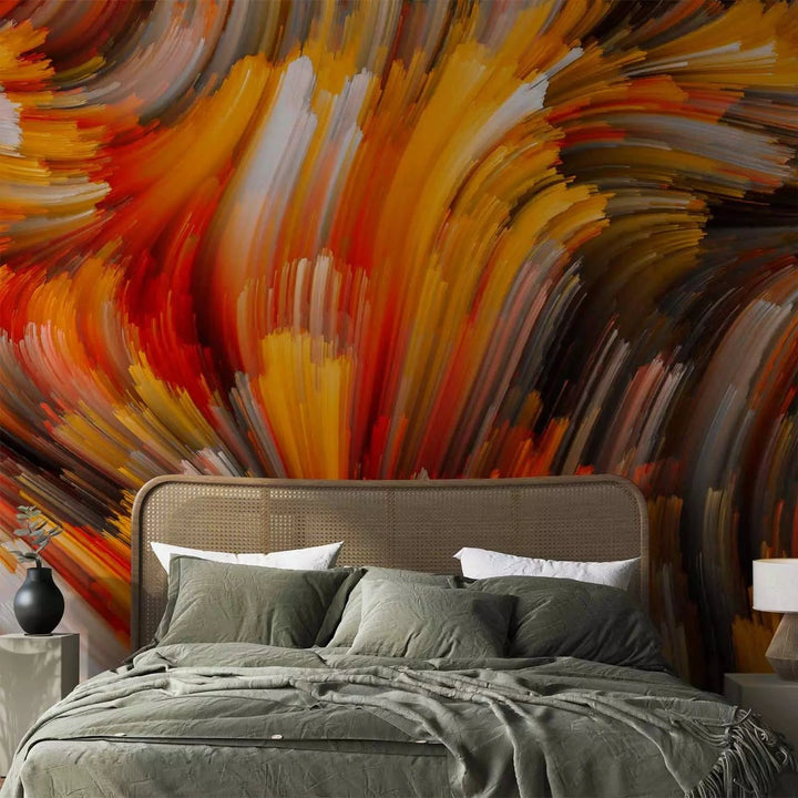 Fototapetes ar abstrakta rakstu - Uguns okeāns - oranžā krāsā G-ART