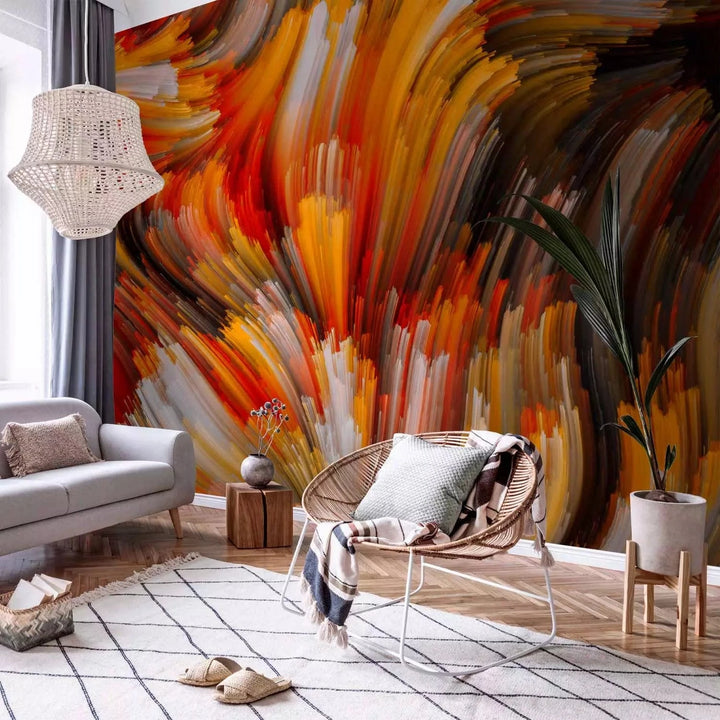 Fototapetes ar abstrakta rakstu - Uguns okeāns - oranžā krāsā G-ART