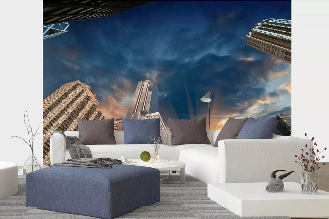 Fototapetes ar ASV tematiku - Skats uz Manhetenas debesskrāpjiem, zilā D-ART