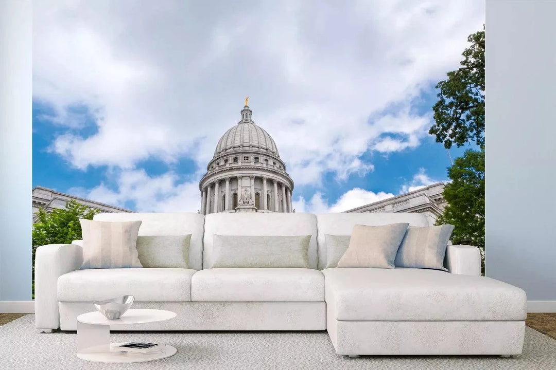 Fototapetes ar ASV tematiku - Viskonsinas Kapitola ēka,  zila, balta D-ART