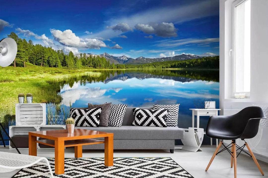 Fototapetes ar dabu - Altai kalnu ezers, zilā, zaļā krāsā D-ART