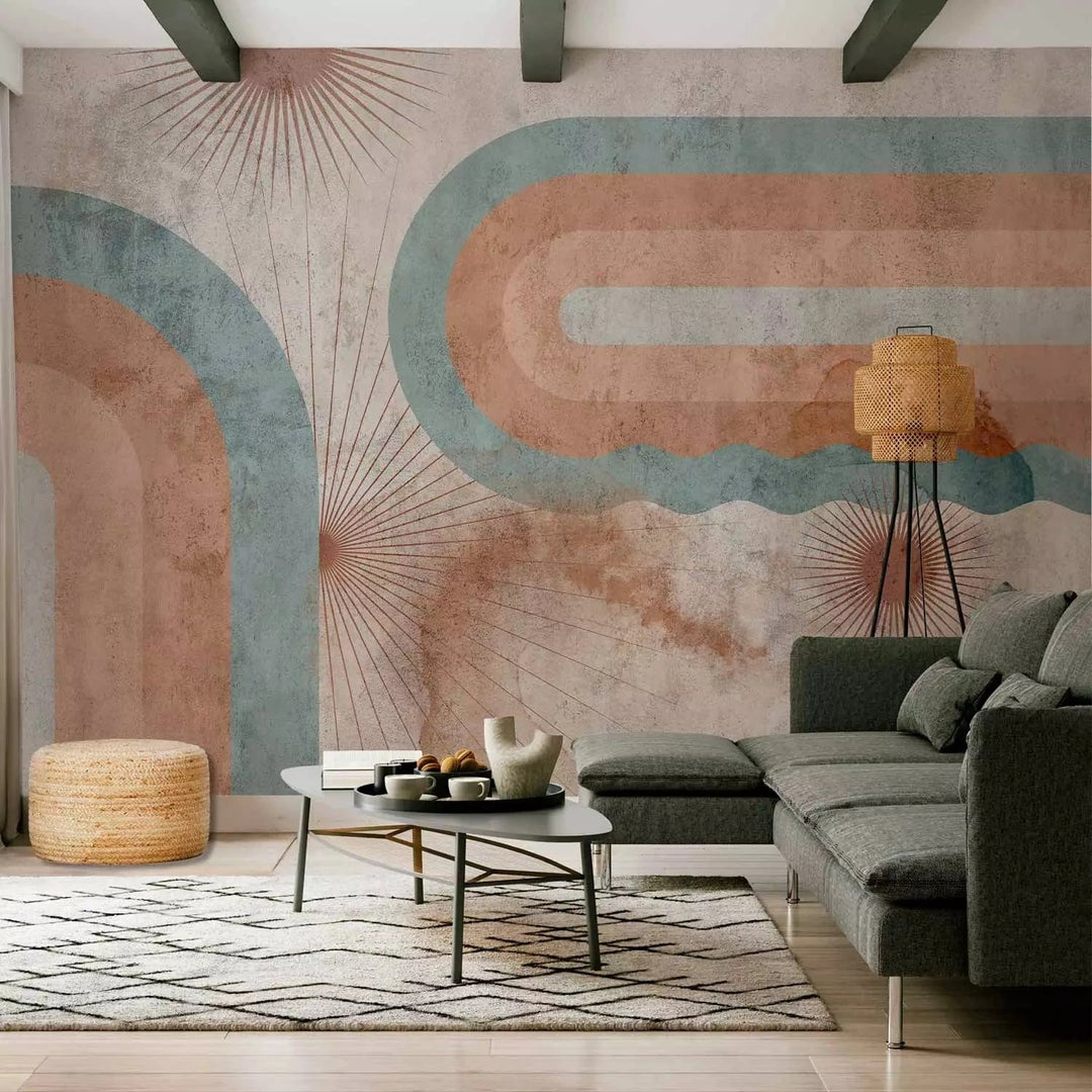 Fototapetes ar ģeometrisku rakstu brūnos toņos - Trīs saules G-ART