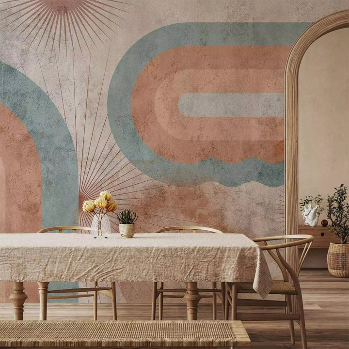 Fototapetes ar ģeometrisku rakstu brūnos toņos - Trīs saules G-ART