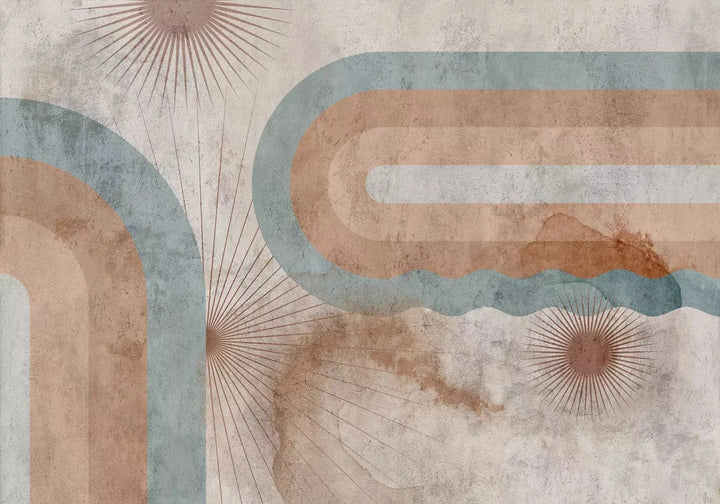 Fototapetes ar ģeometrisku rakstu brūnos toņos - Trīs saules G-ART