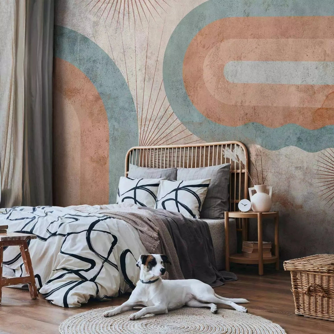 Fototapetes ar ģeometrisku rakstu brūnos toņos - Trīs saules G-ART