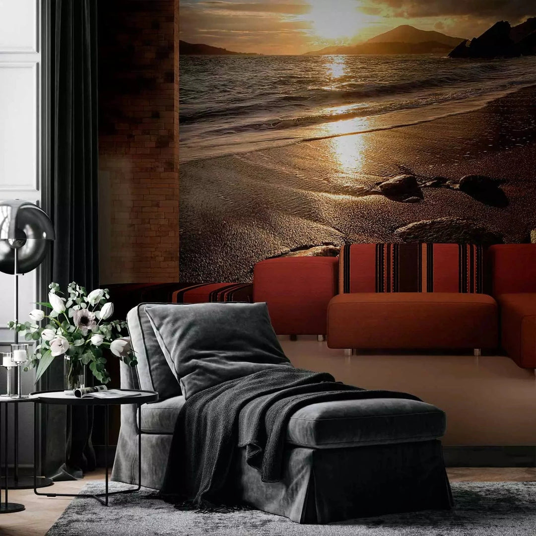 Fototapetes ar jūras skatu - Atpūta pie jūras, oranžā/brūnā G-ART