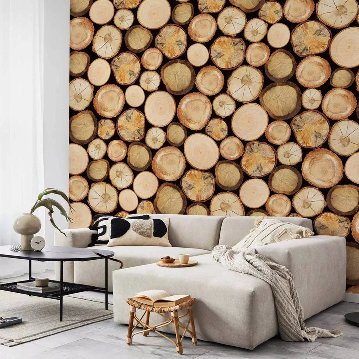 Fototapetes ar koka baļķiem - Kokzāģētava - dabīga krāsā G-ART