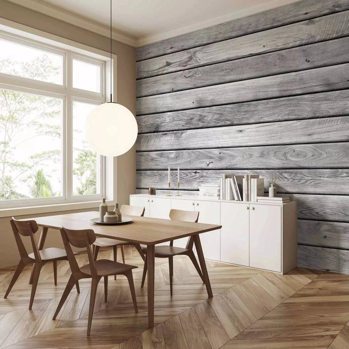 Flizelīna fototapetes ar koka rakstu gaiši pelēkos toņos - 71738 G-ART