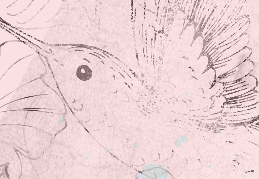 Fototapetes ar kolibri - Kolibri pļavā (rozā toņos) - 142635 G-ART