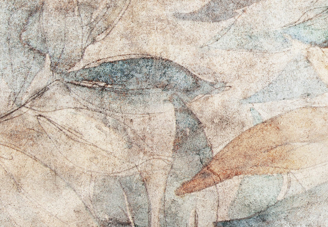 Fototapetes ar lapām bēšos toņos, vintāža - Grieķu lauri - 143134 G-ART